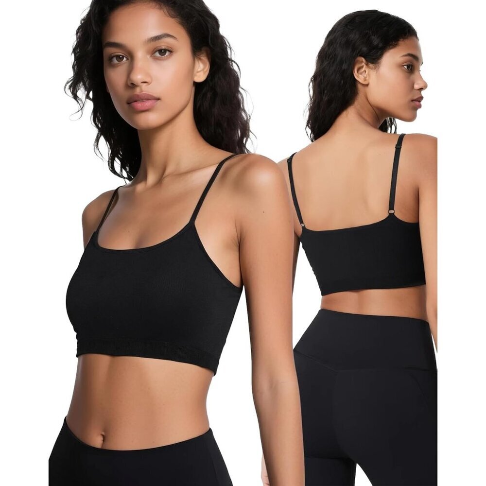 Women Sports Bra Padded Adjustable Spaghetti Strap Workout Yoga Tank